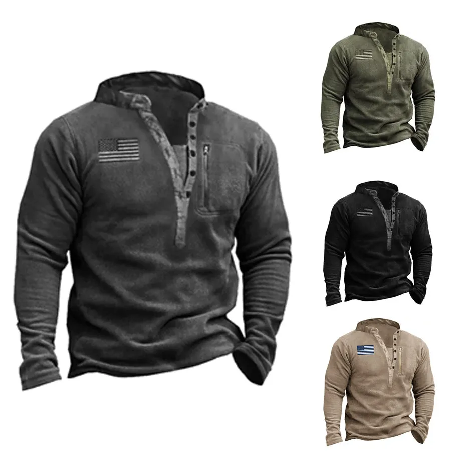 V-NECK BUCKLE HOODIE WITH FLEECE INSULATION TACTICAL HOODIE