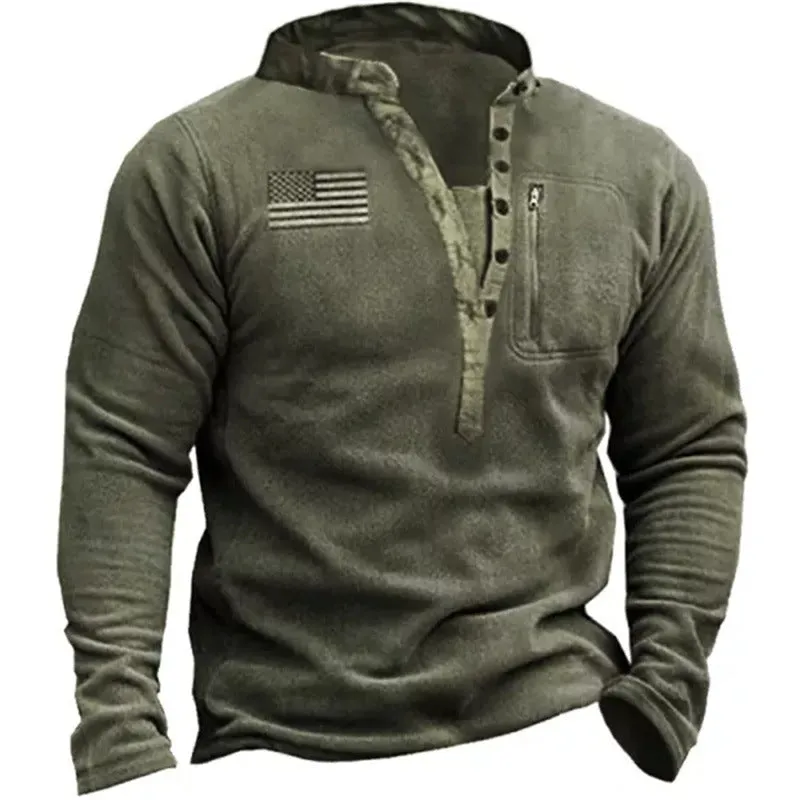 V-NECK BUCKLE HOODIE WITH FLEECE INSULATION TACTICAL HOODIE