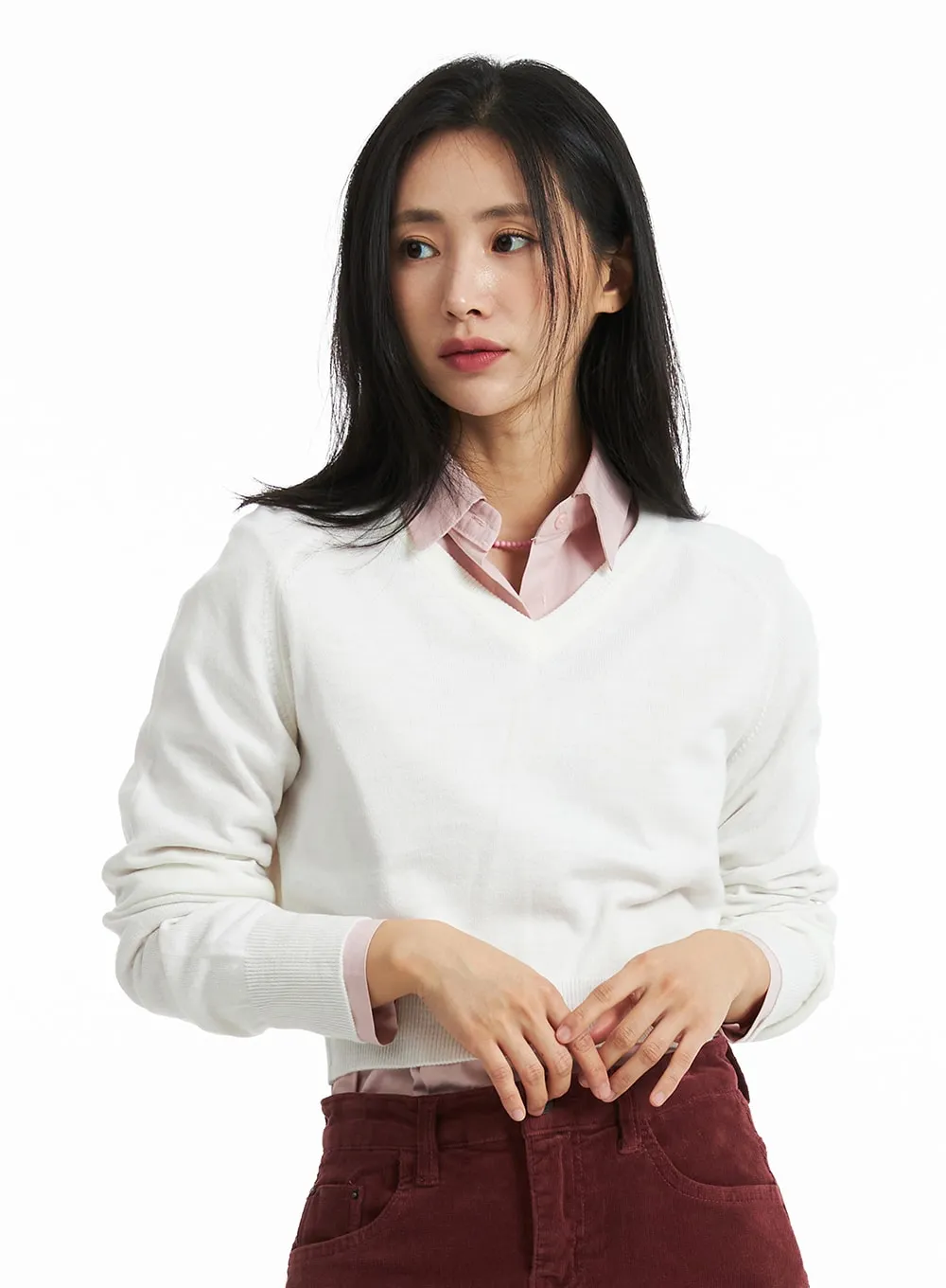 V-Neck Layered Pullover OO325