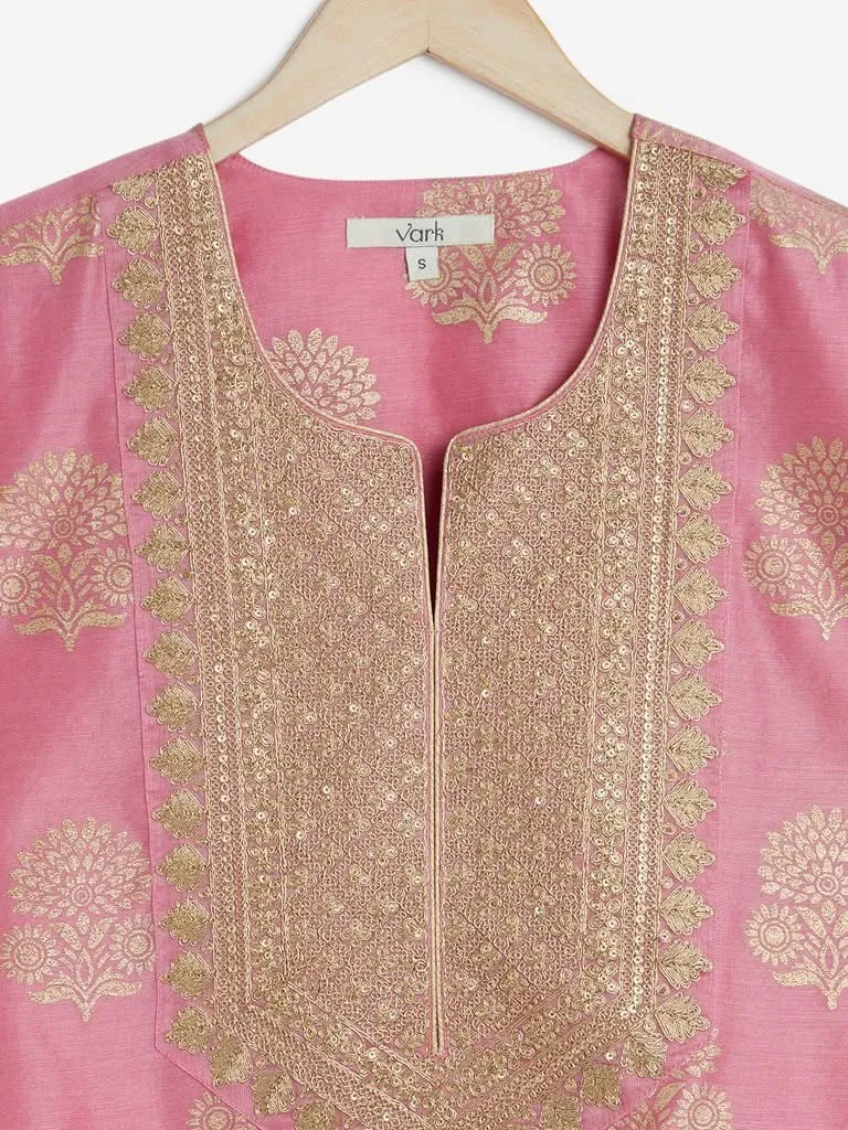 Vark Pink A-Line Kurta And Palazzo Ethnic Set