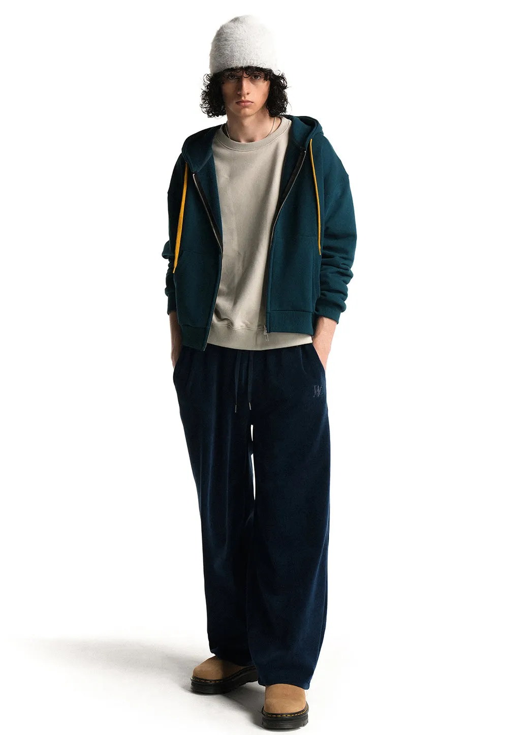 Velour corduroy pants blue