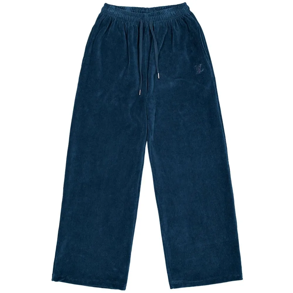 Velour corduroy pants blue