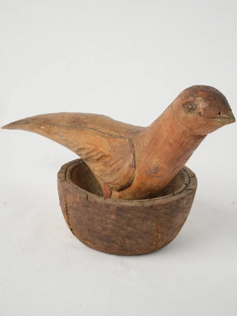 Vintage Wooden Folk Art Bird Sculpture 8¼"