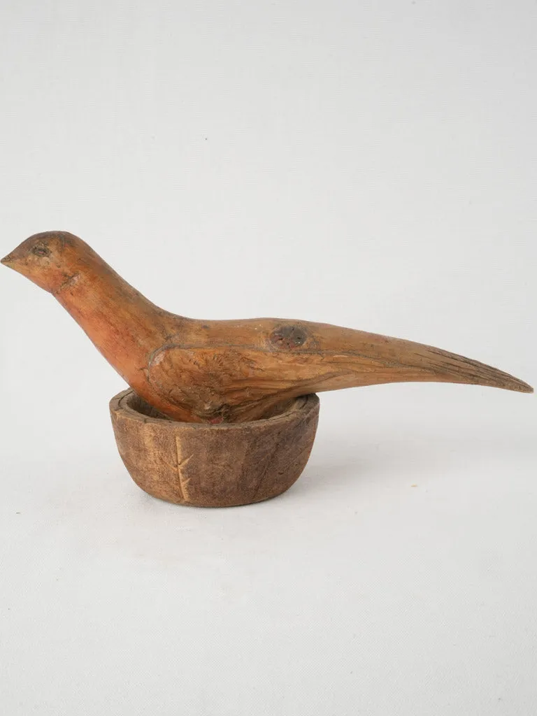 Vintage Wooden Folk Art Bird Sculpture 8¼"