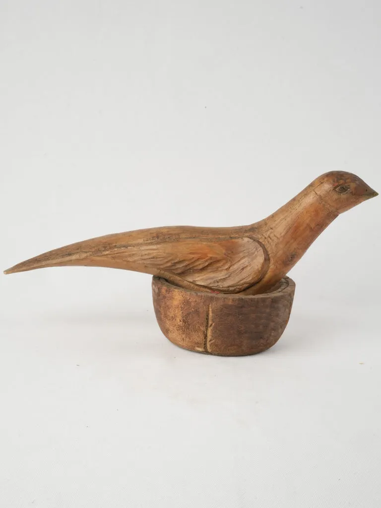 Vintage Wooden Folk Art Bird Sculpture 8¼"