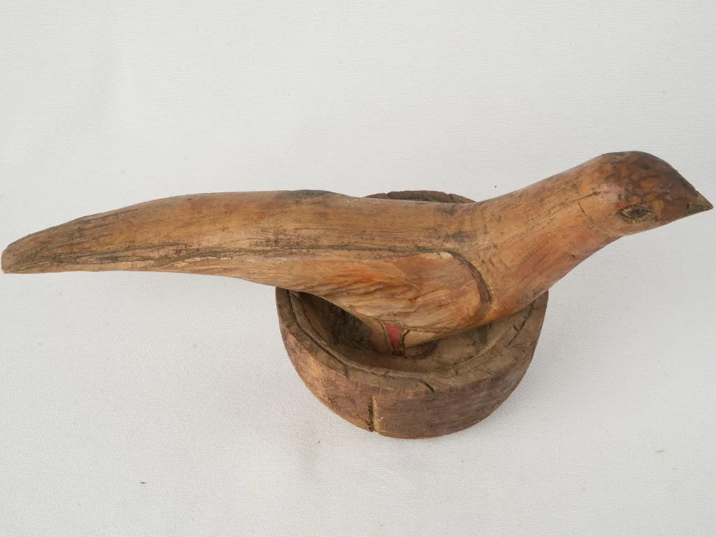 Vintage Wooden Folk Art Bird Sculpture 8¼"