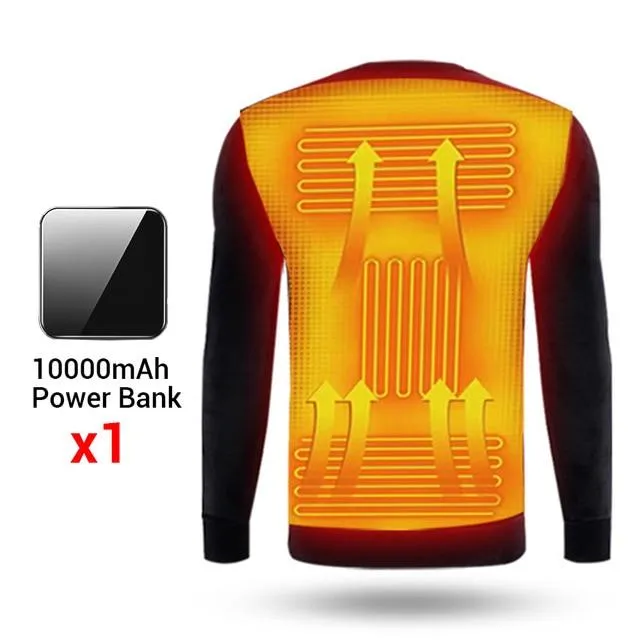 Winter Heated Underwear Fleece Lined Heating Thermal Underwear Set USB Electric Heated T-Shirts & Pants Battery Powered Ski Wear