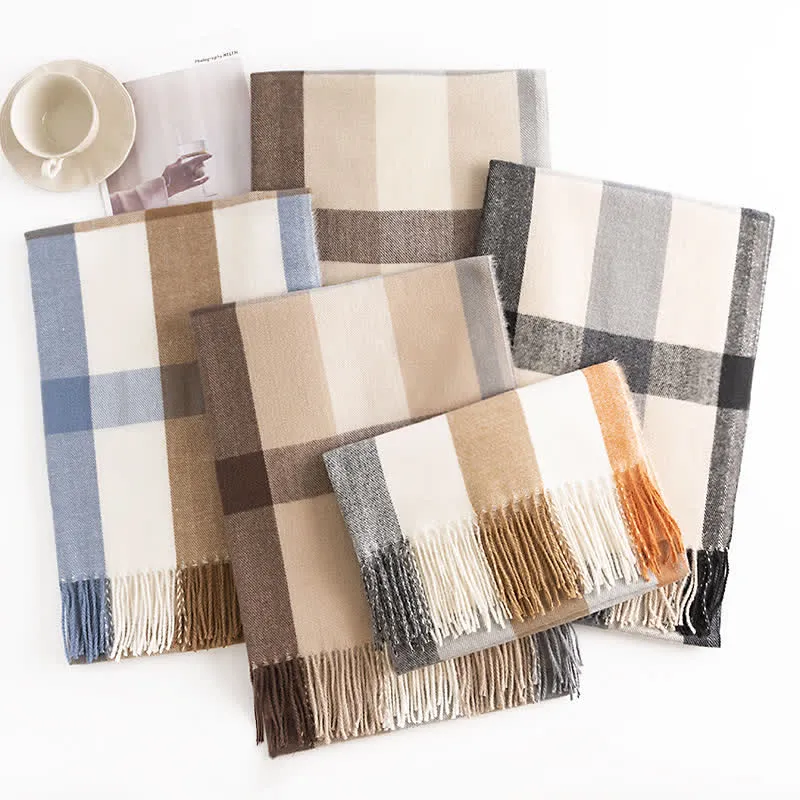 Women's Classy Plaid Imitation Cashmere Scarf