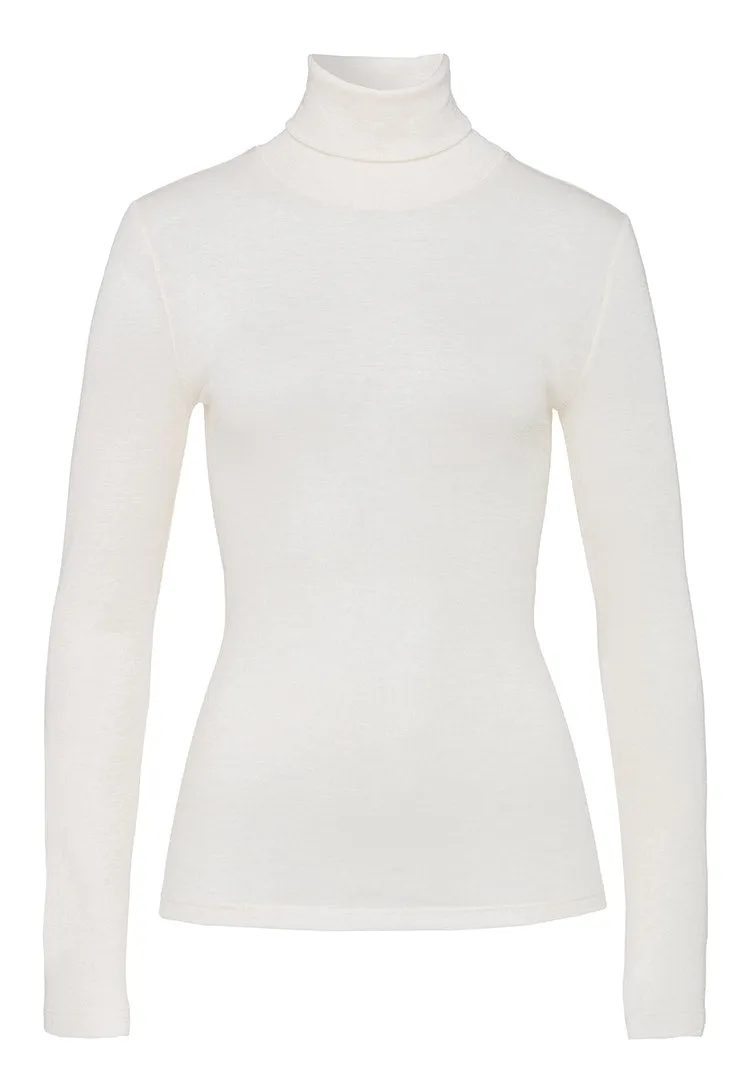 Woolen Silk W Wool and Silk Roll Collar Turtleneck | Cygne 71423-795