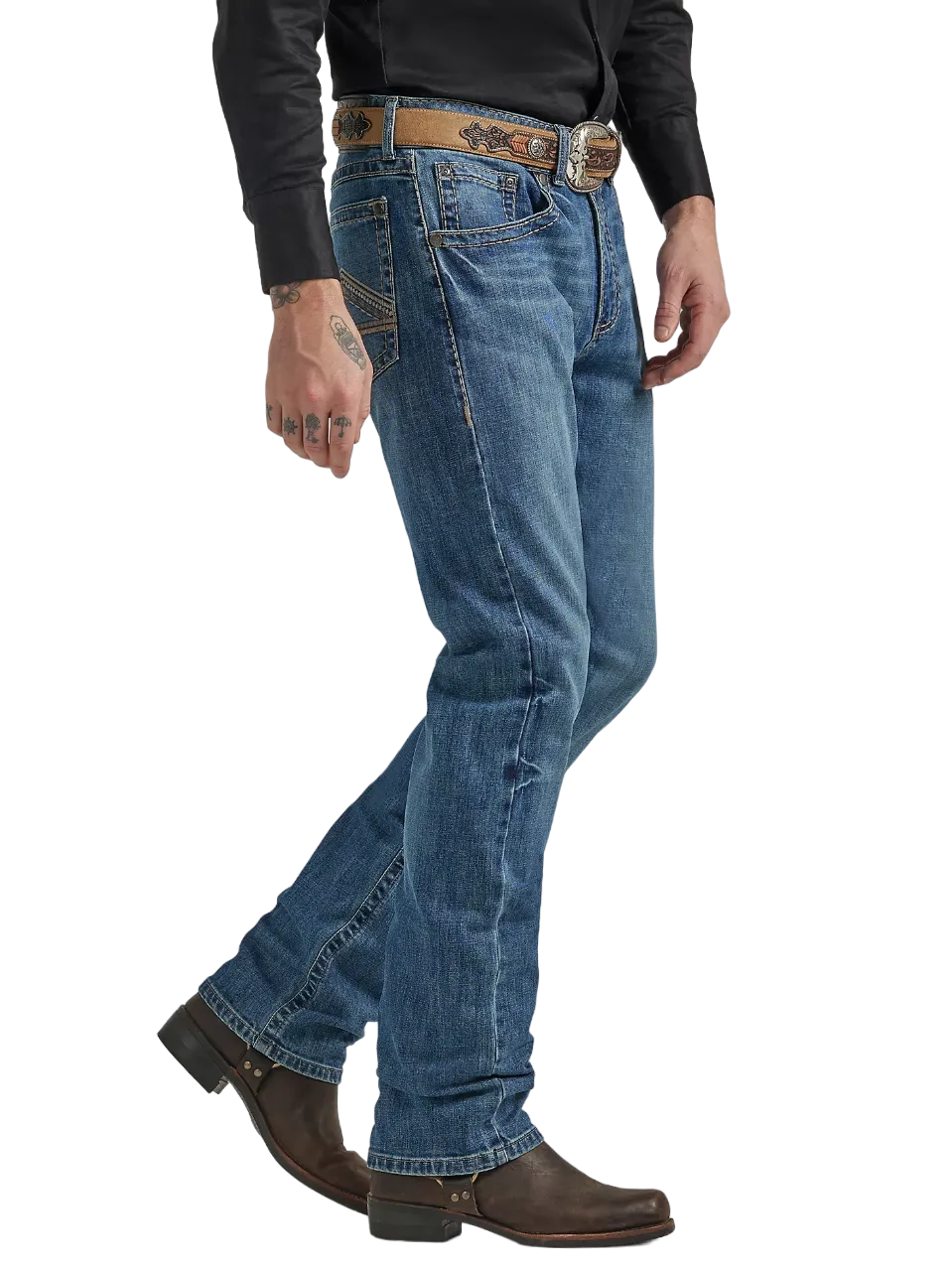 Wrangler Men's Rock 47 Slim Fit Straight Leg In Farrell Jean