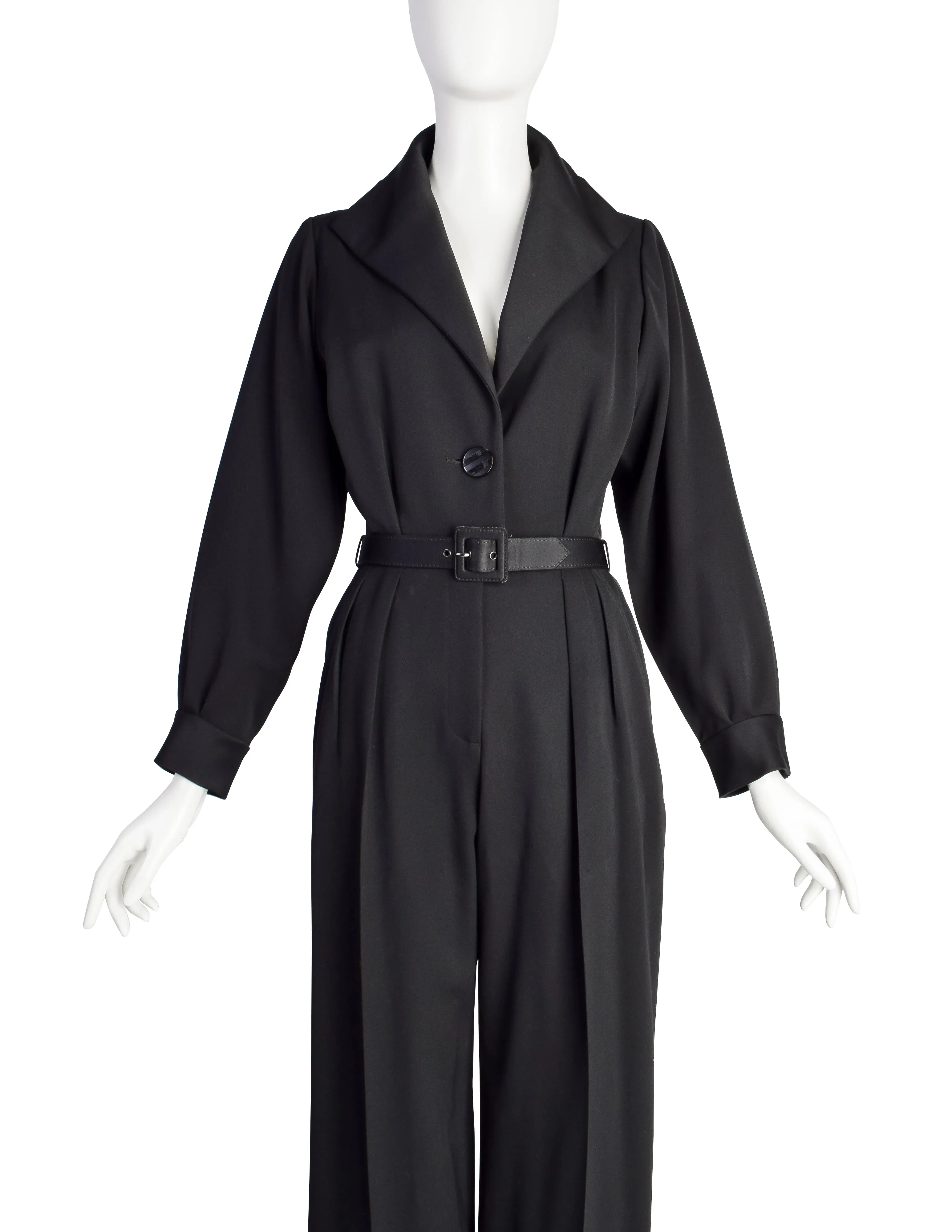 Yves Saint Laurent Vintage 1990s Black Wool Gabardine Tuxedo Jumpsuit