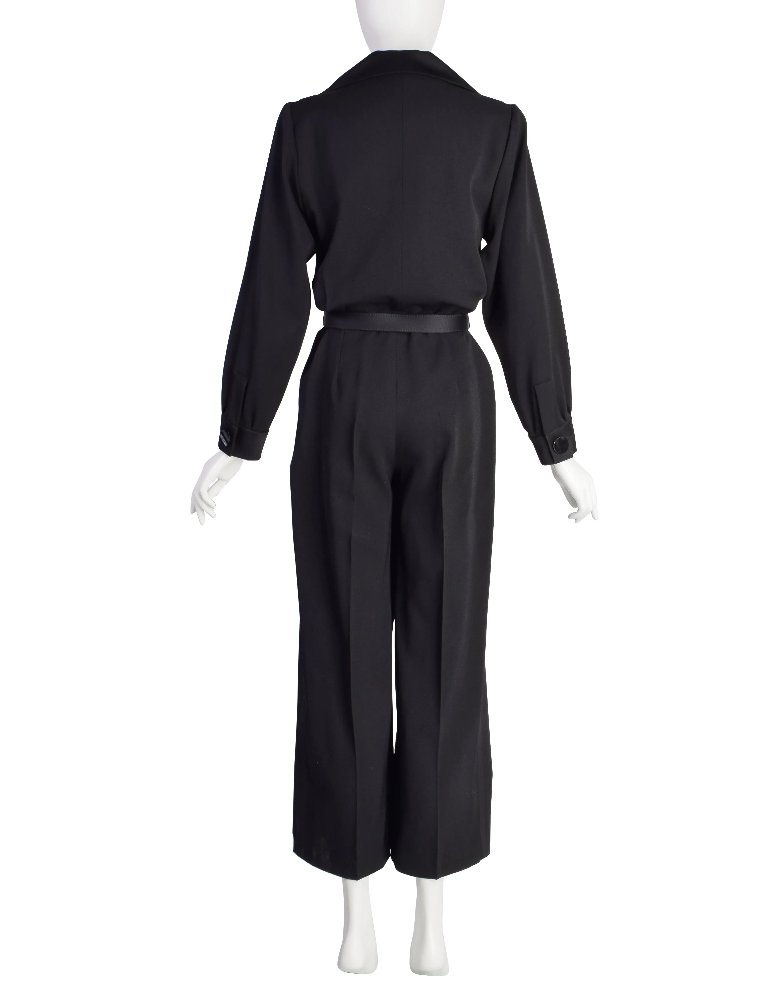 Yves Saint Laurent Vintage 1990s Black Wool Gabardine Tuxedo Jumpsuit