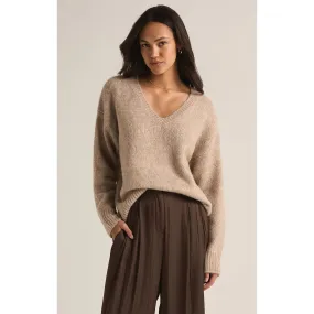 Z Supply All I Want V-Neck Sweater in Heather Taupe