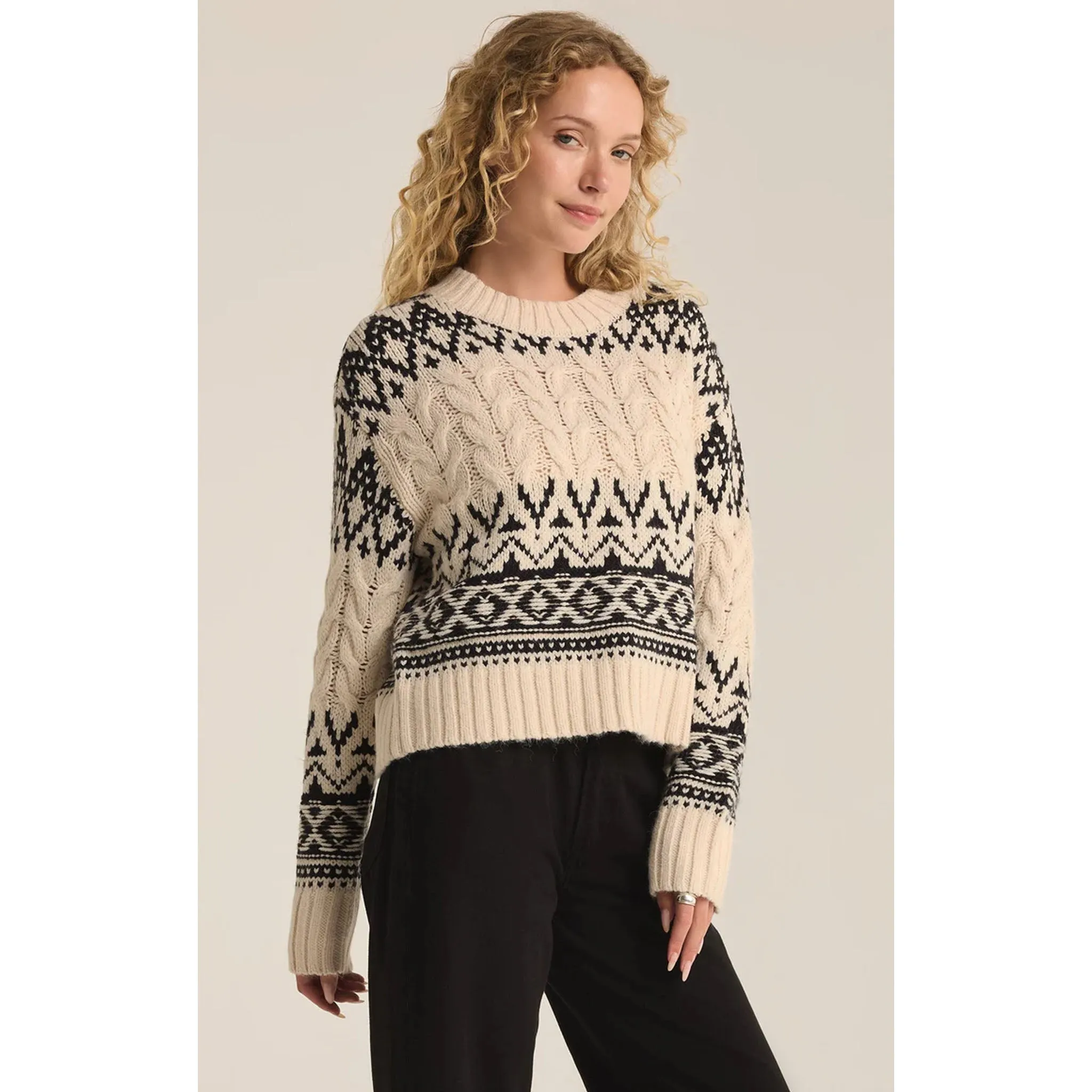 Z Supply Garland Fairisle Sweater in Sea Salt