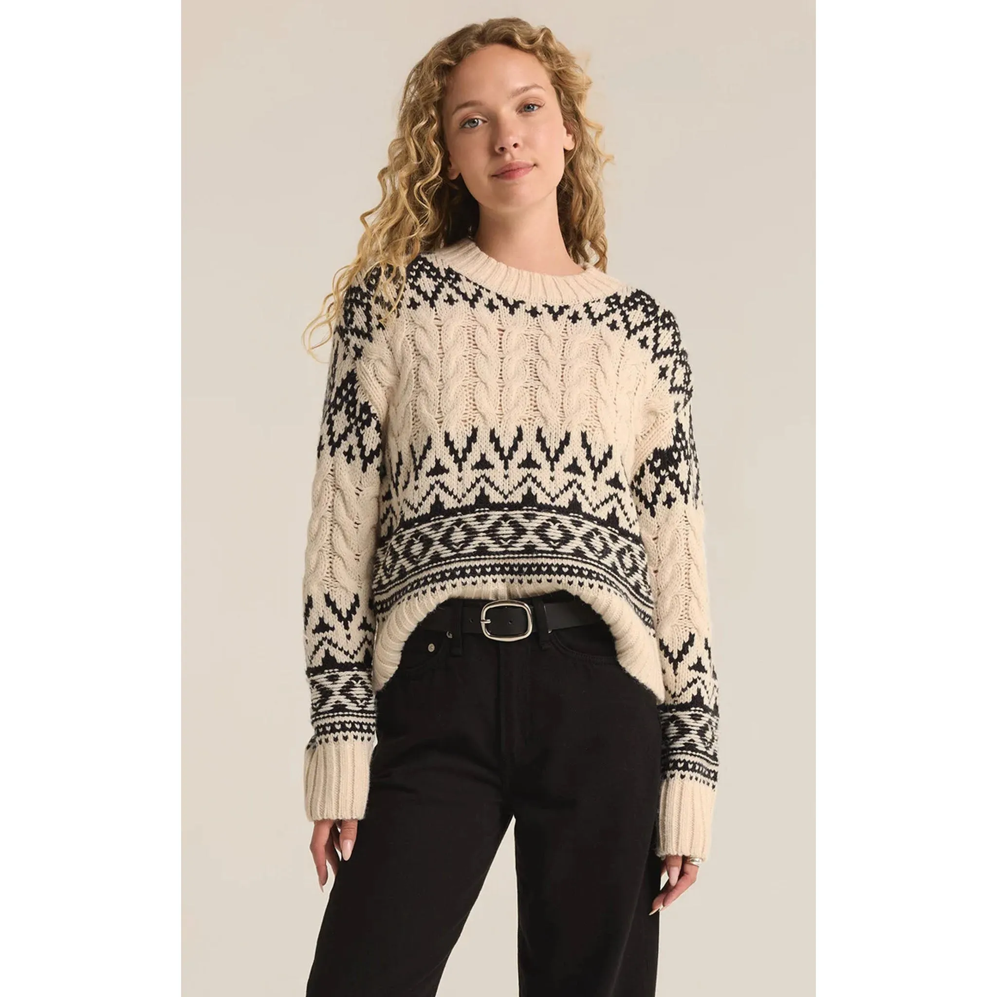 Z Supply Garland Fairisle Sweater in Sea Salt