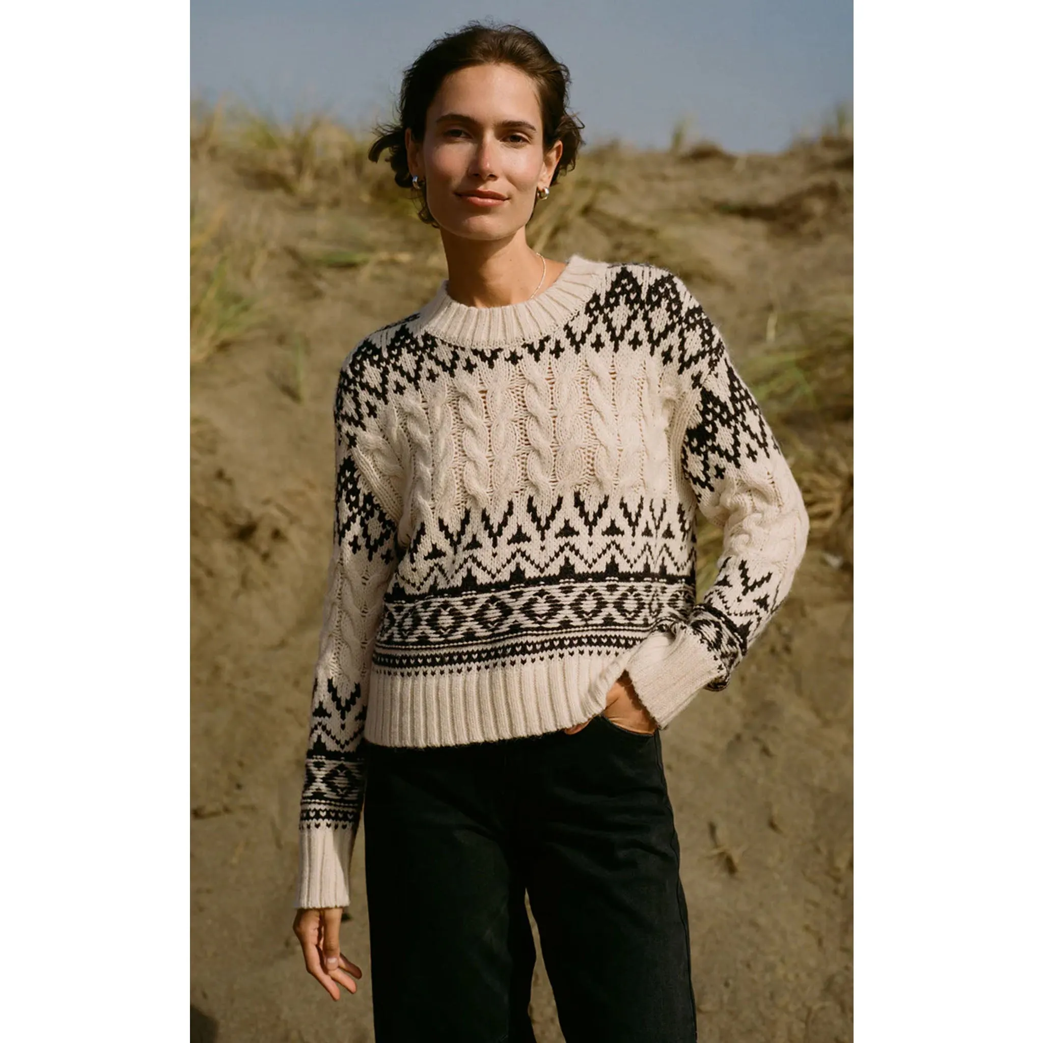 Z Supply Garland Fairisle Sweater in Sea Salt